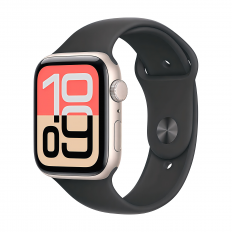 Apple Watch SE 3 40 mm, Starlight Aluminum Black Sport Band M/L