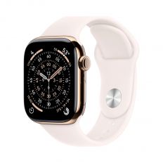 Apple Watch Series 11, 42 mm, Gold Titanium GPS+Cellular, Light Blush Sport Band M/L