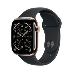 Apple Watch Series 11, 42 mm, Gold Titanium GPS+Cellular, Black Sport Band M/L