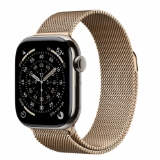 Apple Watch Series 11, 46 mm, Nalural Titanium GPS+Cellular, Gold Milanese Loop M/L