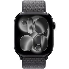 Apple Watch Series 11 42mm, Jet Black Aluminum Case with Sport Loop Dark Gray