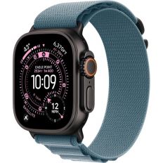 Apple Watch Ultra 3, Black Titanium Case with Light Blue Alpine Loop (L)