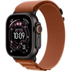 Apple Watch Ultra 3, Black Titanium Case with Terra Cotta Alpine Loop (L)